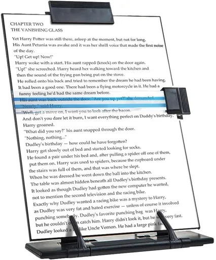 Book stand, reading shelf, paper holder, document holder with 7 adjustable positions, desk paper holder for reading A4 letters, books, receipts, sheet music, textbooks while typing