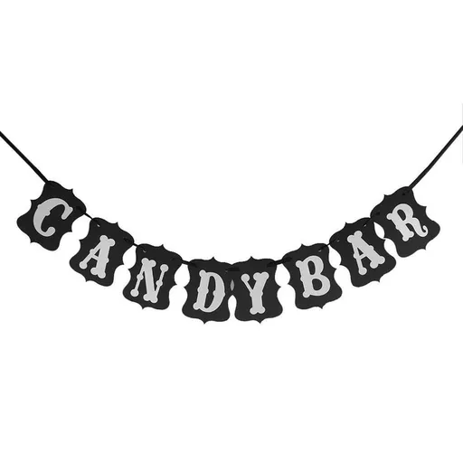 Paper Wedding Banner Candy Bar Cardboard Flag Decoration Black and White