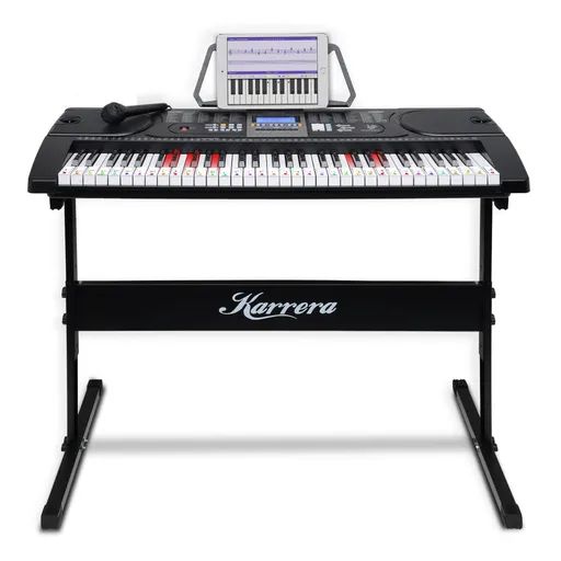 Karrera 61 Key Electronic Keyboard Digital Piano with Stand & Sheet Music Holder Portable Beginner Piano Black