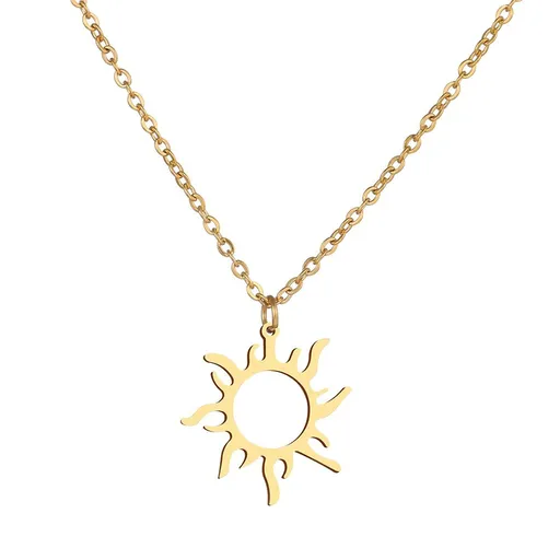 Sun Necklace Sun Pendant with Stainless Steel Chain Gift for Women Men Men's Pendant with Chain Neckpiece （2pcs）