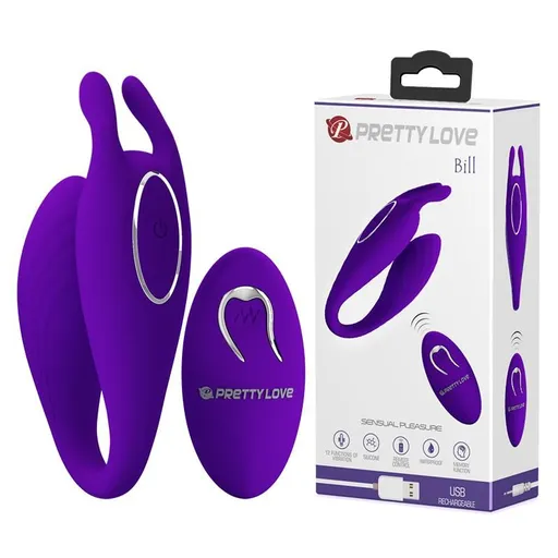 House Of Dasein Pretty Love 12 Speed Rabbit Vibrator U Type Remote Couples Wearable - Purple - Retail Box Packing