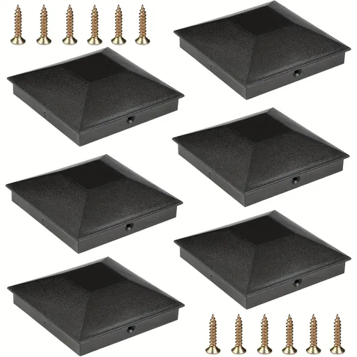 4x4 column caps (actual 3.5 "x 3.5") for wooden columns, durable powder coated fence caps for decks, terraces, and fences, weather resistant and rust resistant, 4x4 metal column caps (6-piece set)