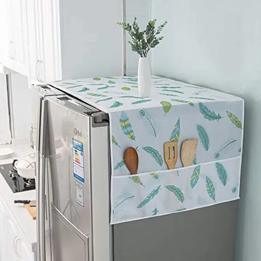 Refrigerator Dust-Proof Cover Washing Machine Waterproof Cover with Storage Pockets Bags Fridge Dust Cover Oven Cover