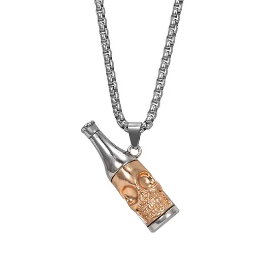 Gothic Beer Opener Pendant Necklace Stainless Steel Punk Skull Bottle Opener Necklace Rock Club Opener Jewelry
