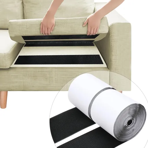 Nylon Heavy Duty Tape Strips,3.9x78.7In Portable Black Adhesive Tape for Couch,1Pack Double Sided Rolls for Patio Cushions