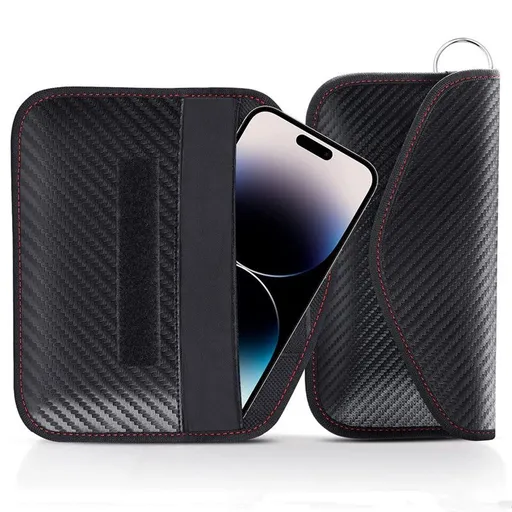 Bag for Phones and Car Keys, Signal Blocking Bag, Carbon Fiber Material Shielding Case for Cell Phone Privacy Protection & Key Fob