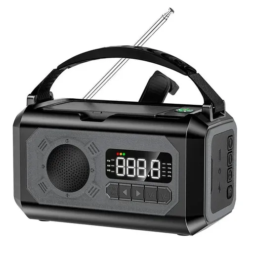 Solar Hand Crank Emergency Radio Grey