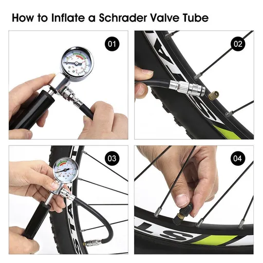 Mountain Bike Shock Pump with Gauge,- High Pressure Meter Bicycle Air Supply Inflator Outdoor cycling portable inflator