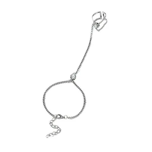 Geometric Hollow Arrow Ring Bracelet Integrated Creative Finger Chain Set Chain - Silver