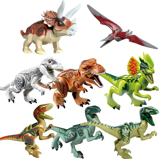 8x Jurassic World Dinosaur Figures Building Toys Blocks Best Kids Gift Multicolored h multicolored