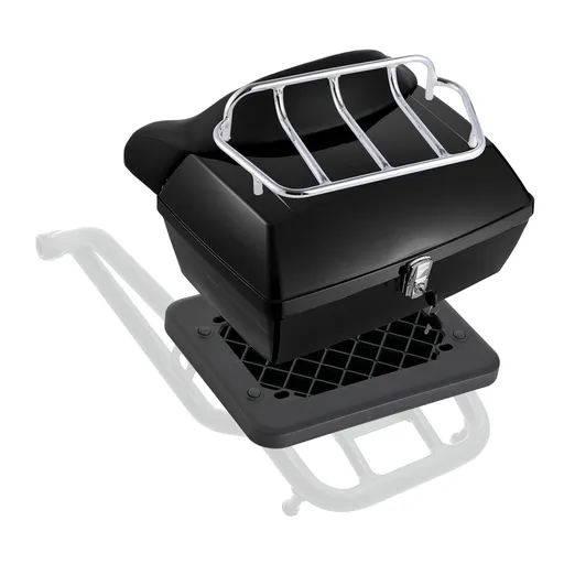 Motorcycle Top Case, Universal Durable PP Material Motorbike Tail Box with Reflective Panel, 48L Waterproof Detachable Motorcycle Top Box with Multi-Hole Base, Fit for 99% of Motorcycle Frames