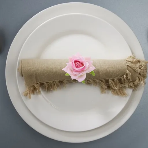 12pcs Pink Flower Napkin Rings Artificial and Linen for Holidays