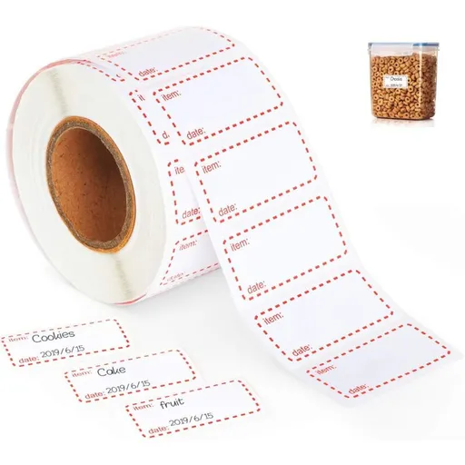 5002 Freezer Labels ROll, 50 X 25Mm Self-Adhesive Food Storage Freezer Sticker, Removable Food Stickers Labels For Home