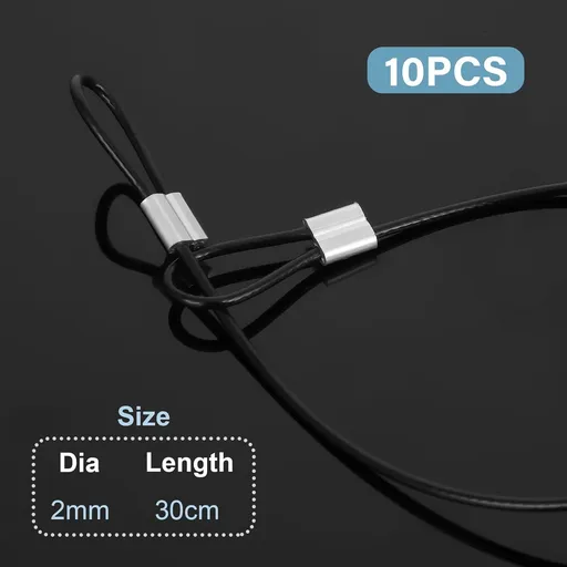 10PCS Stainless Steel Cable with Loops, 12 Inch 2mm Security Cable Short Wire Lock Cable Lanyard Chain Link Lock Vinyl Coated Thin Wire Rope for Outdoor Gates, Bikes, Luggage