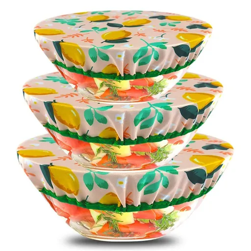 Reusable Cloth Bowl Cover Collection Machine Washable, with Elastic Stretch for Food Storage, 10.62"/8.66"/7.87" Diameter, Farmhouse Plaid, 3 Piece