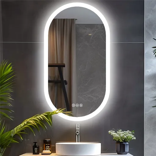 Premium Oval LED Anti-Fog Bathroom Mirror(100x50cm)