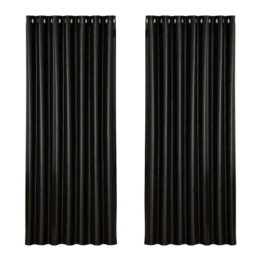 Artiss 2X Blockout Curtains Eyelet 240x230cm Black Shine