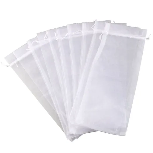 20pcs Sheer Wine Bags 5.5x14.5 inch Reusable Simple Bottle Wrap Dresses Festive Packaging Baby Shower Wedding Favors (white)