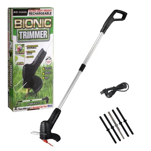 Cordless Electric Grass Trimmer and Rechargeable Telescopic Lawn Mower with 76-105cm Aluminium Pole - Lightweight and Portable, 13,000 RPM High Speed, 20 Durable Nylon Cutting Lines, Anti Collision Wire Frame and Debris Shield