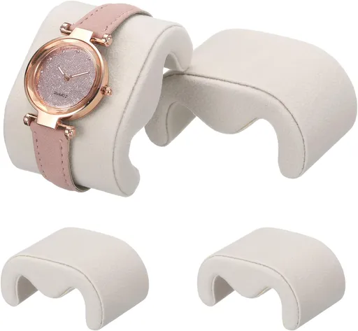 4pcs Watch Case Pillows, M Shaped Watch Display Pillow Velvet Watch Cushion Replacement for Watch Bracelet Display Storage Beige