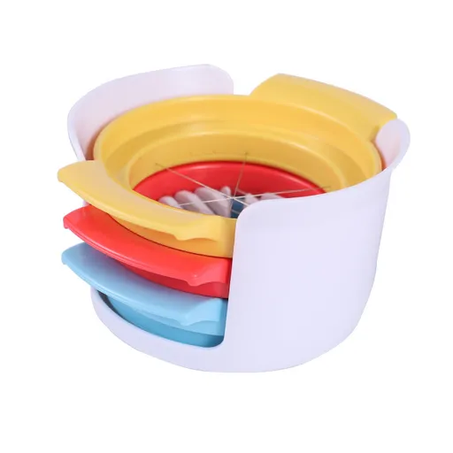 3-in-1 Egg Slicer with Egg Separator and Stainless Steel Cutting Wires, Multi-Function Kitchen Tool for Eggs and Soft Fruit, Red, Yellow, Blue-2