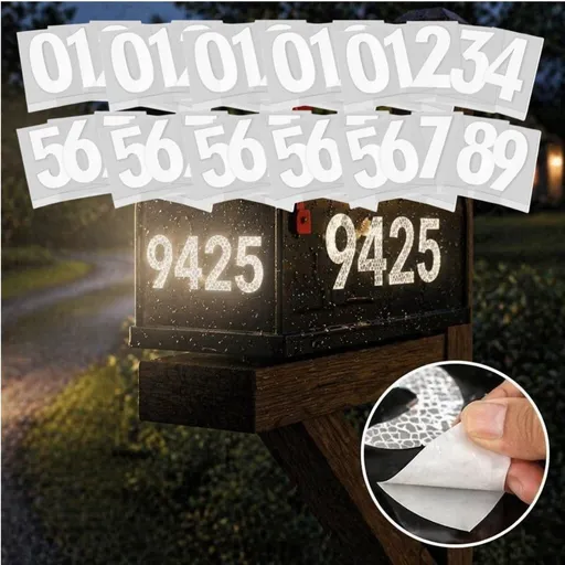 5 Sets Reflective Mailbox Numbers Sticker, 4 Modern Numbers Decal Waterproof, Self Adhesive Vinyl Numbers for Outside Mailbox, Door, Trucks, Trash Bin, Business, Signs