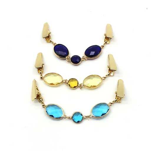 3pcs Sweater Chain Clips Rhinestone Tie Up Scarf Clip Shirt Cloak Clothing Clips Crystal Brooch Pins for Women Girls