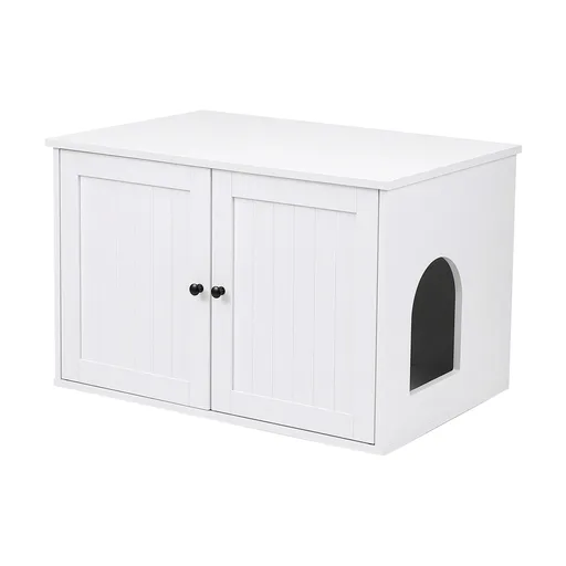 i.Pet 80x53cm Cat Litter Box Enclosure Hidden Litter Tray Cabinet Furniture White
