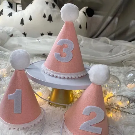 Birthday Hat Baby Felt Party Prop Chun Yue Pink 2 weeks 0-10 weeks can take
