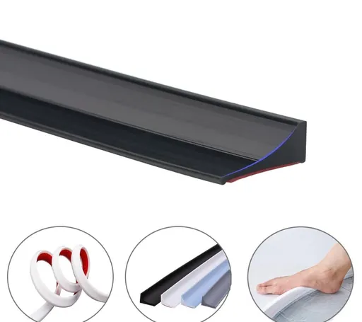 Self-Adhesive Shower Strip Water Barrier, 100cm x 3m, Black, with Self-Adhesive Strip