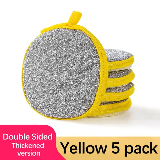 Sponges Kitchen Multi-Purpose,5Pc Non-Scratch Sponges for Cleaning, Along with Heavy Duty Scrubbing Power - Reusable Double-Sided Dish Sponge for Dishes, Pots and Pans Yellow