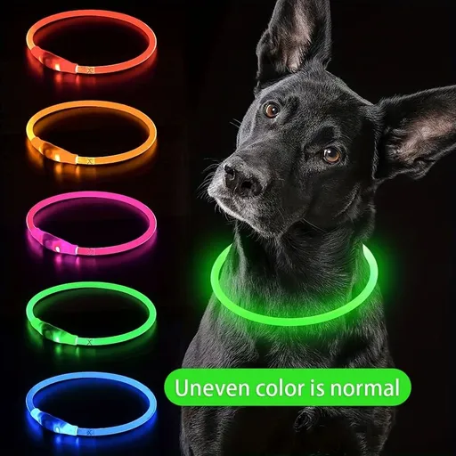 USB Rechargeable LED Glow Pet Collar, Soft Silicone Night Safety Dog & Cat Collar with 6 Colors, 3 Modes, Adjustable Length for Small, Medium, Large Pets, Ideal for Evening Walks and Outdoor Visibility (S, Green)