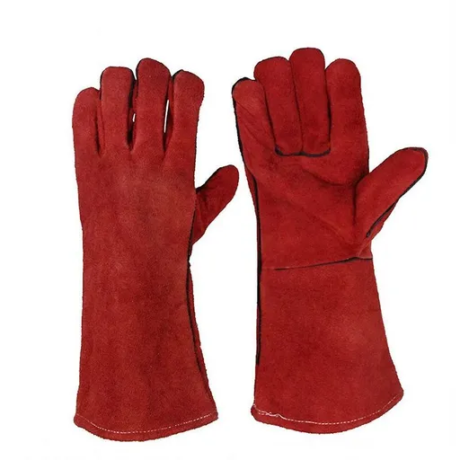 Heavy Duty Large Heat Resistant Leather Lined Welding Gloves For Wood Stove Log Burner Bbq, Gardening Gloves For Men