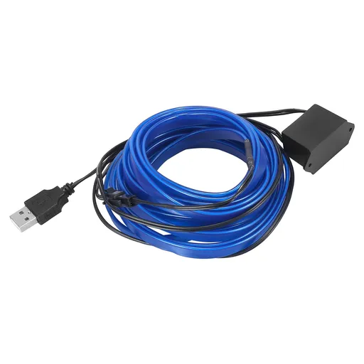 3 Meter/9.84ft Interior USB Neon EL Wire String Strip Blue Cold Light Glow String Strip Set for Car Decoration