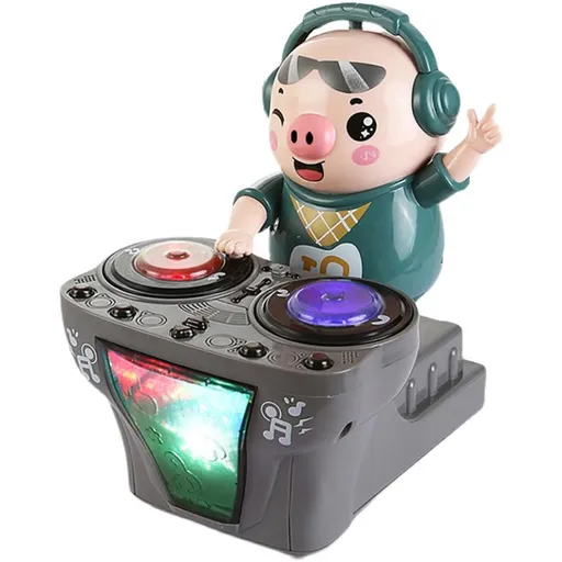DJ Swinging Piggy Toy with Light and Music Cute Dancing Pig Light up Toys 3 Songs Available DJ Bouncing Piggy Sing