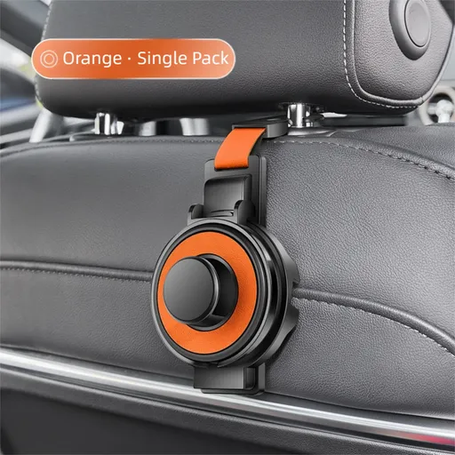 Car Headrest Organizer Multi-Functional 3-in-1 Hook Phone Holder Cup Holder Orange