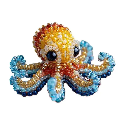Octopus Bead Embroidery Kit Beginner Friendly Sea Creature DIY Three Dimensional Beadwork Craft Set for Fine Motor Skills and Hand Coordination Art Project Ornament