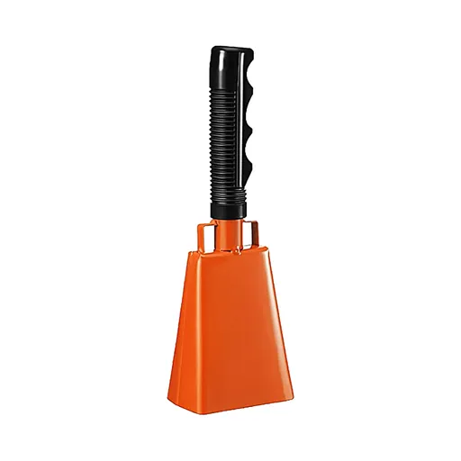 1 Piece 120 dB Brass Cowbell, sports bell with non slip handle and adjustable strap for baseball football events and cheering, Orange