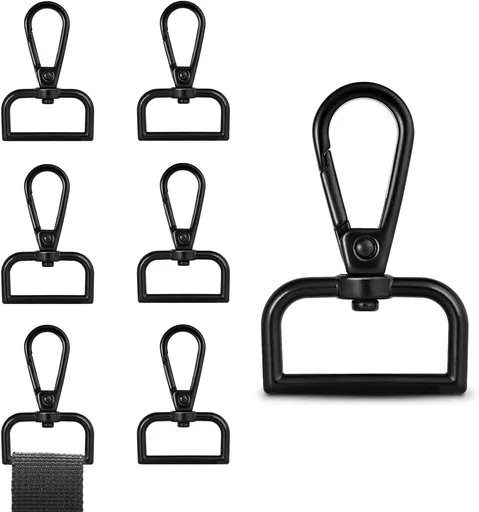 1 Inch Metal Swivel Snap Hooks, 6 Pack Lobster Claw Clasps for Keychains Purse Hardware Bag Making Lanyard Hooks(Black)