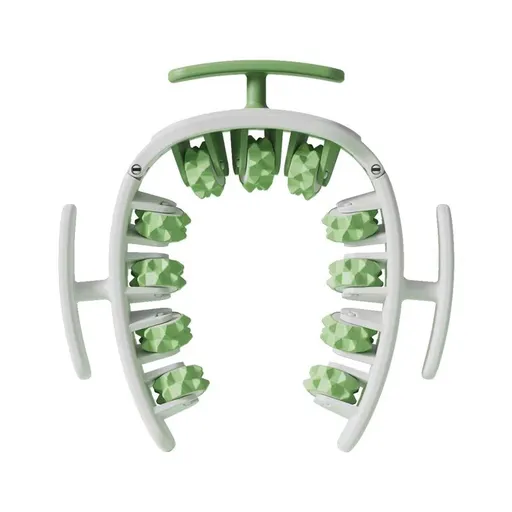 Muscle Roller Wrap-Around Adjustable 11-Wheel Deep Tissue Massager Green and White