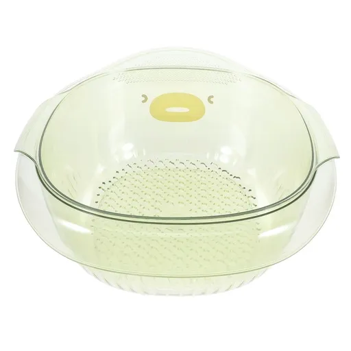 1 Set Fruit Washer Strainer Bowl Light Green Dual Use Plastic Vegetable Washing Basket for Households