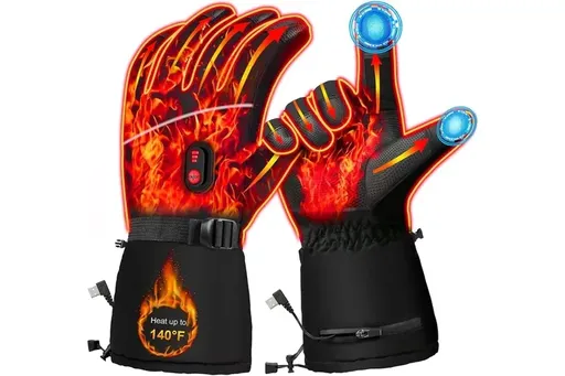 Heating Gloves Electric Men Women Winter Touch Screen Battery Powered (Black)
