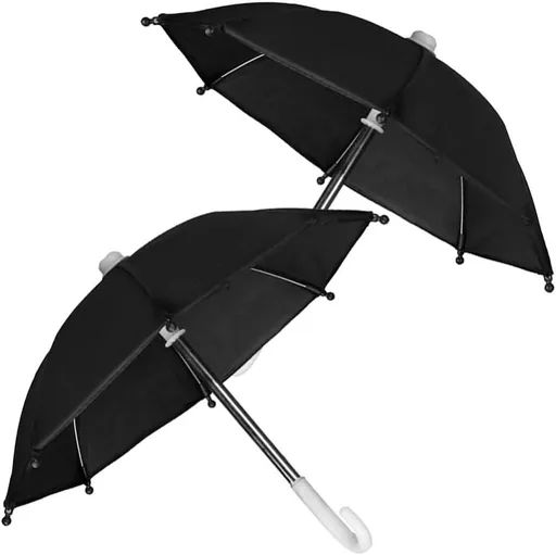 2pcs Mini Doll Umbrella Tiny Beach Umbrella Cute Umbrella Parasol for 18 Doll Photography Props Home Decoration Supplies Black