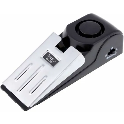 Mini Wireless Vibrator Triggered Wedge Shaped Door Stopper Alert Home Security System Door Alarm Block Jammer Black