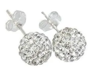 Sparkling Silver Earrings, 10mm
