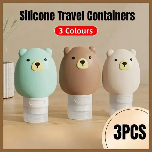 3pcs Silicone Travel Dispenser Bottles Portable Travel Size Storage Containers