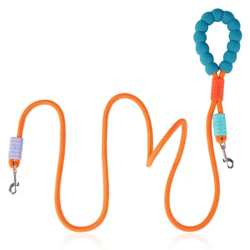 Orange Multi-Function Double Dog Leash - 1.8 m Single Leash or 1.2 m Dual Leash, Nylon Rope with Padded Handle and Dual Metal Clips for Dog Walking