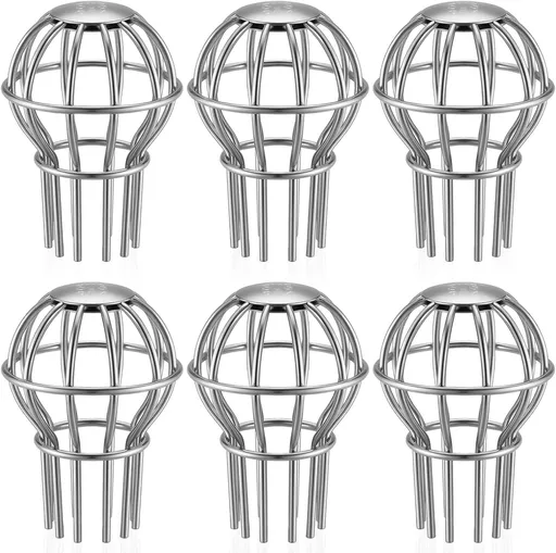 6 Pack Gutter Guard 2 Inch, 304 Stainless Steel Filter Strainer Fits 1.7" to 2.4" Downspout Filter Protector for Blockage Leaves, Seeds, Twigs and Debris