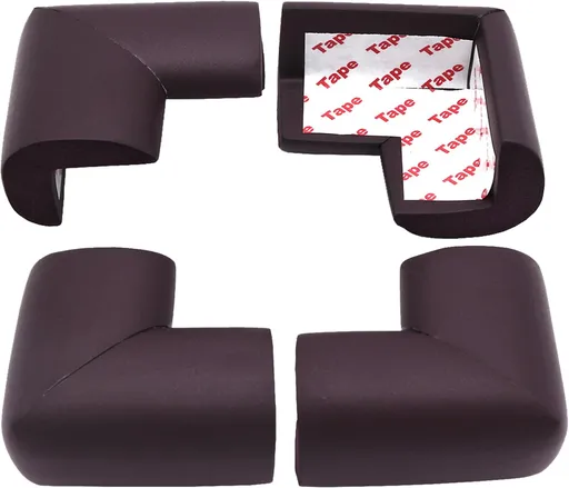 12 Pieces Self-Adhesive Corner Protectors for Tables and Furniture, Soft Bumper Guards to Help Prevent Bumps, Scratches and Damage, Brown