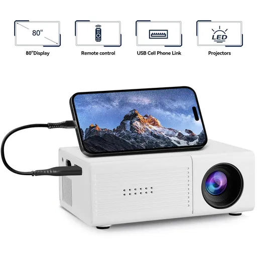 M3S Mini Projector White USB-Powered